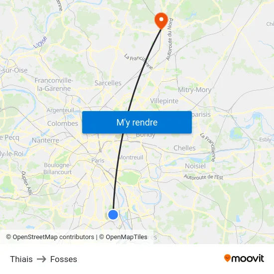 Thiais to Fosses map