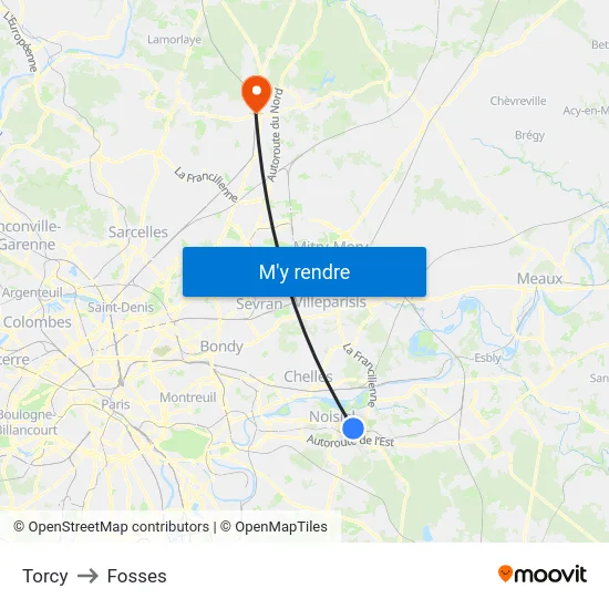Torcy to Fosses map