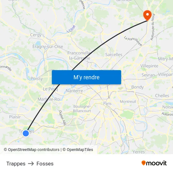 Trappes to Fosses map