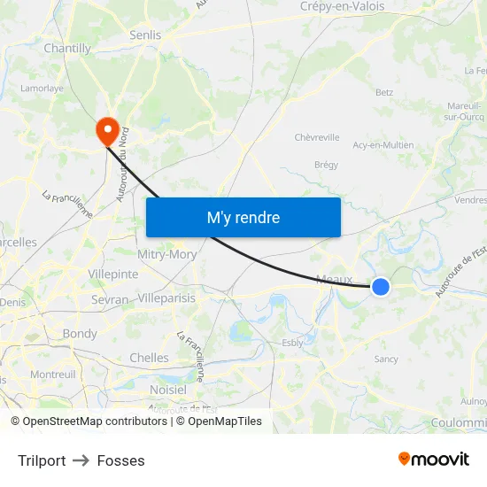 Trilport to Fosses map