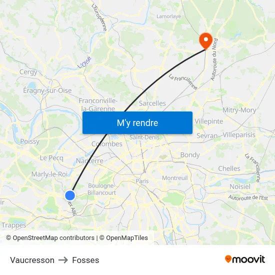Vaucresson to Fosses map