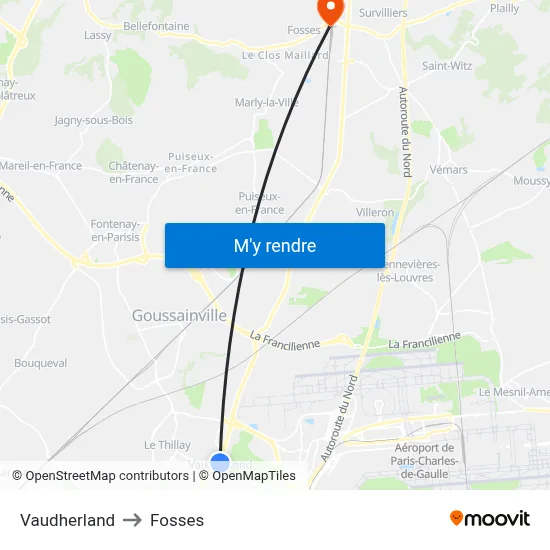 Vaudherland to Fosses map
