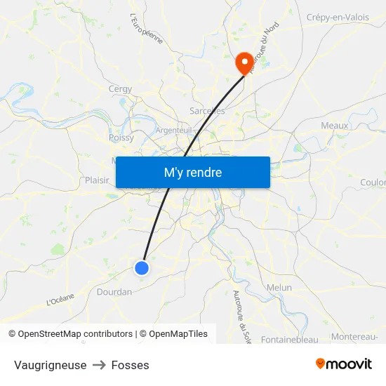 Vaugrigneuse to Fosses map