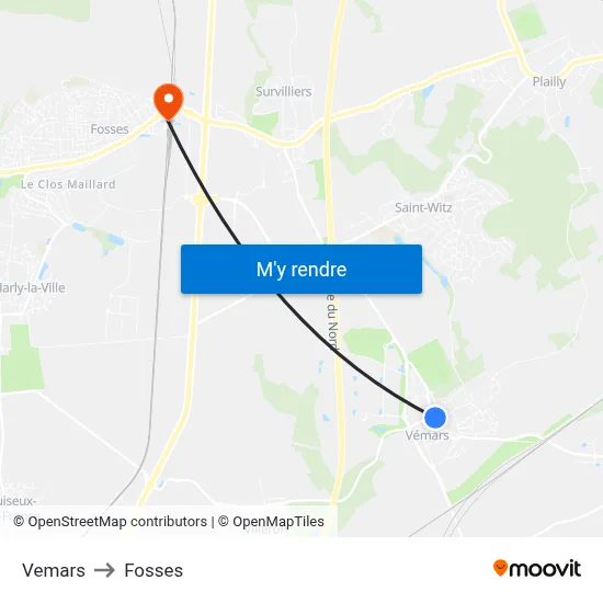 Vemars to Fosses map