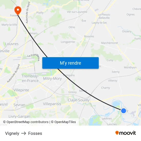 Vignely to Fosses map