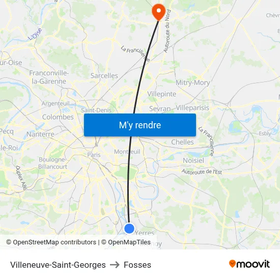 Villeneuve-Saint-Georges to Fosses map