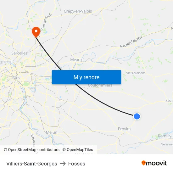 Villiers-Saint-Georges to Fosses map