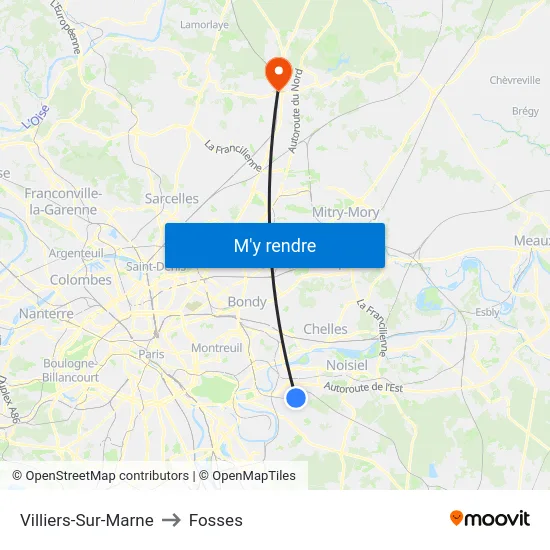 Villiers-Sur-Marne to Fosses map