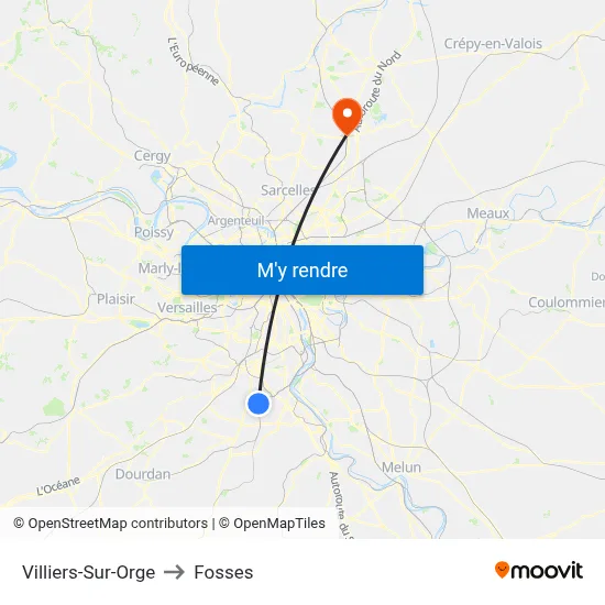 Villiers-Sur-Orge to Fosses map
