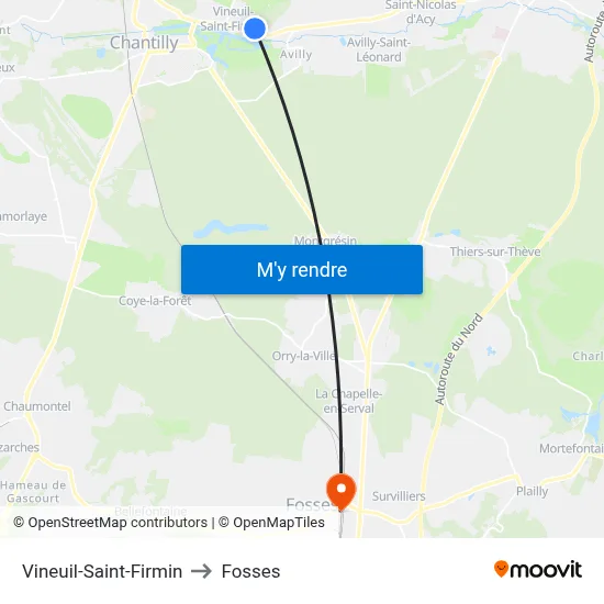 Vineuil-Saint-Firmin to Fosses map