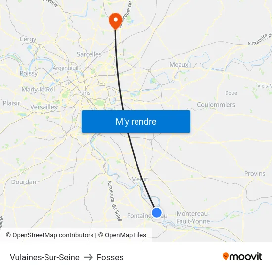 Vulaines-Sur-Seine to Fosses map