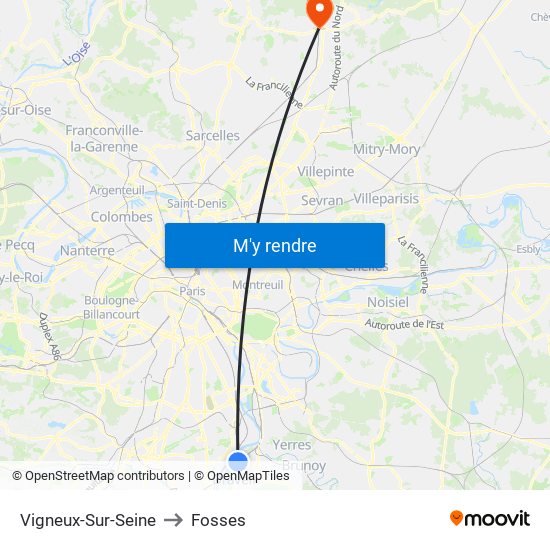 Vigneux-Sur-Seine to Fosses map