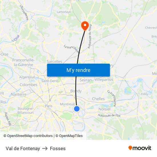 Val de Fontenay to Fosses map