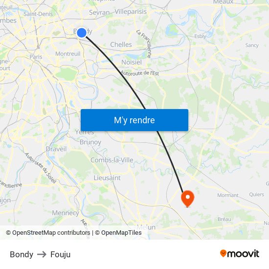 Bondy to Fouju map