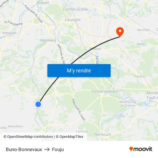 Buno-Bonnevaux to Fouju map