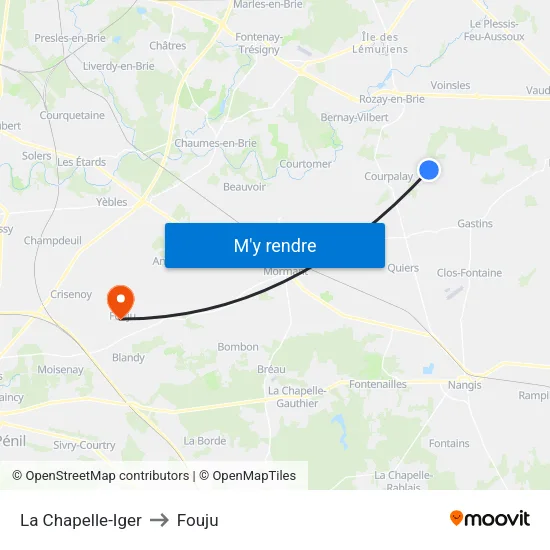 La Chapelle-Iger to Fouju map
