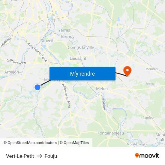 Vert-Le-Petit to Fouju map