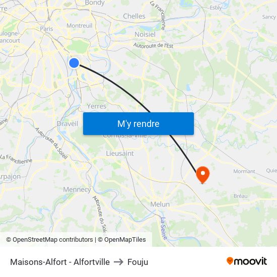 Maisons-Alfort - Alfortville to Fouju map