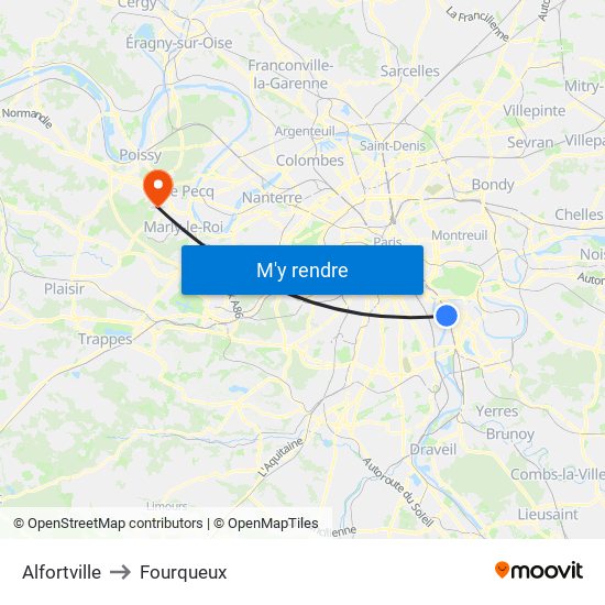 Alfortville to Fourqueux map