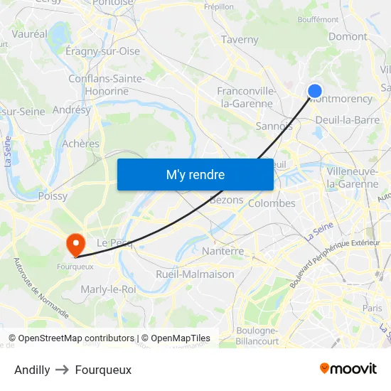 Andilly to Fourqueux map