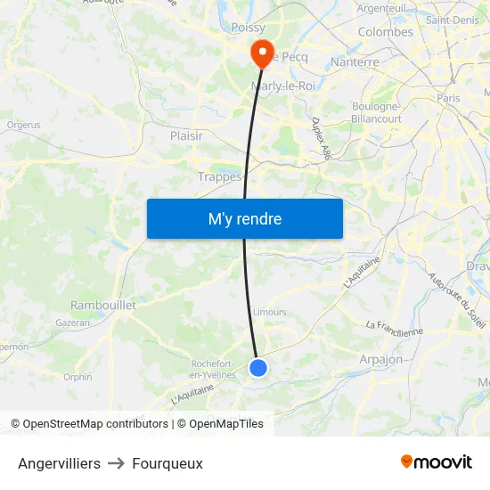 Angervilliers to Fourqueux map