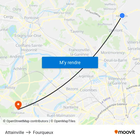 Attainville to Fourqueux map