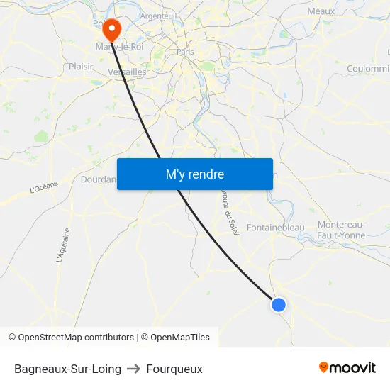 Bagneaux-Sur-Loing to Fourqueux map