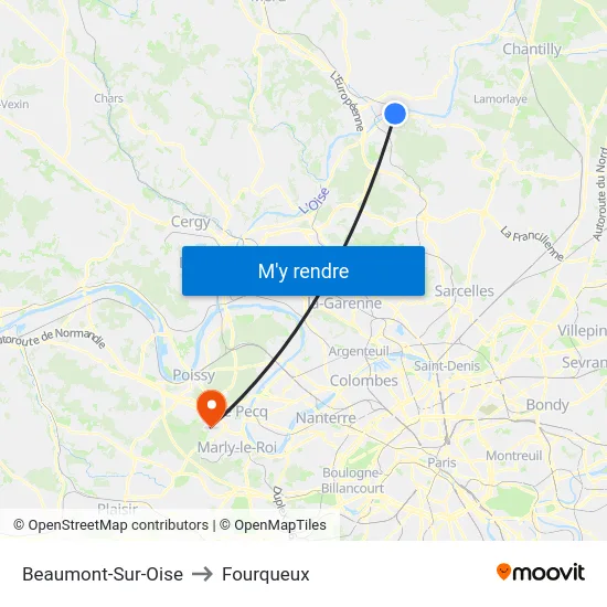 Beaumont-Sur-Oise to Fourqueux map