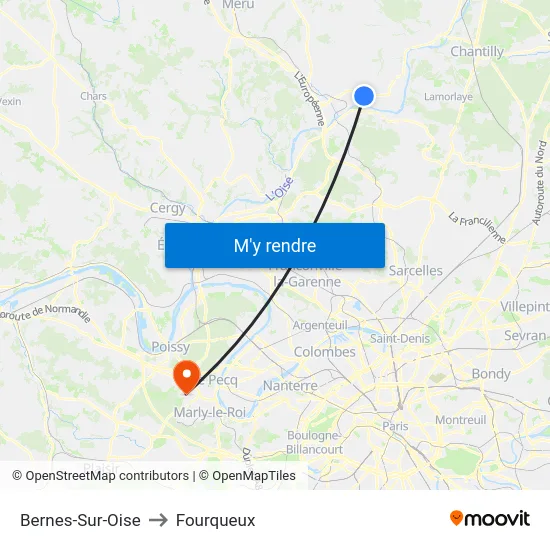 Bernes-Sur-Oise to Fourqueux map