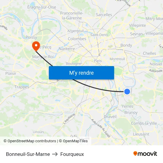 Bonneuil-Sur-Marne to Fourqueux map