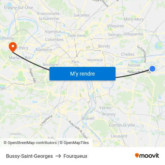 Bussy-Saint-Georges to Fourqueux map
