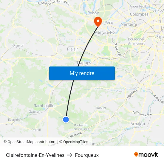 Clairefontaine-En-Yvelines to Fourqueux map
