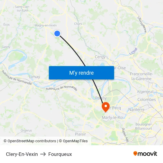 Clery-En-Vexin to Fourqueux map