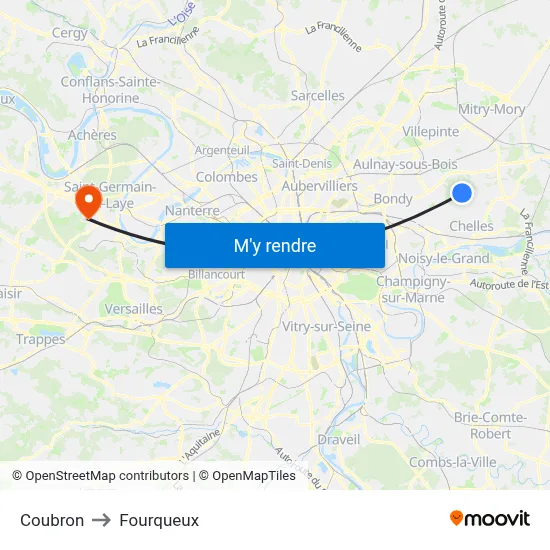 Coubron to Fourqueux map