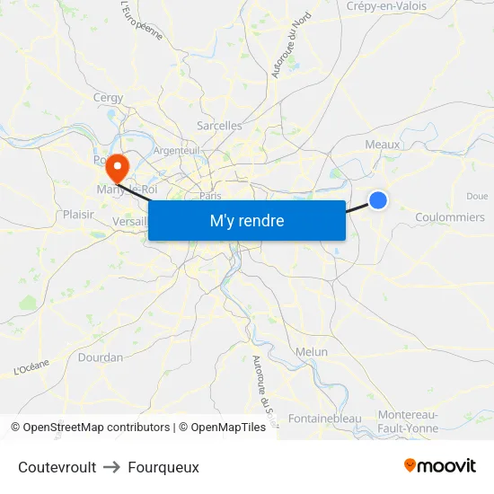 Coutevroult to Fourqueux map