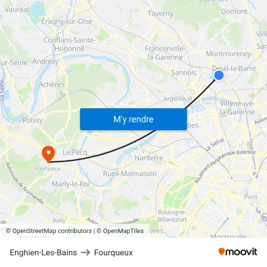 Enghien-Les-Bains to Fourqueux map