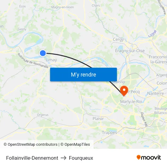 Follainville-Dennemont to Fourqueux map