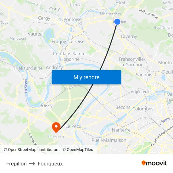 Frepillon to Fourqueux map