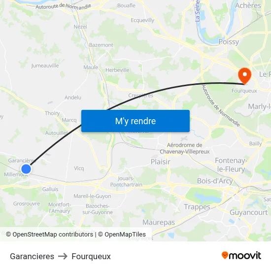Garancieres to Fourqueux map