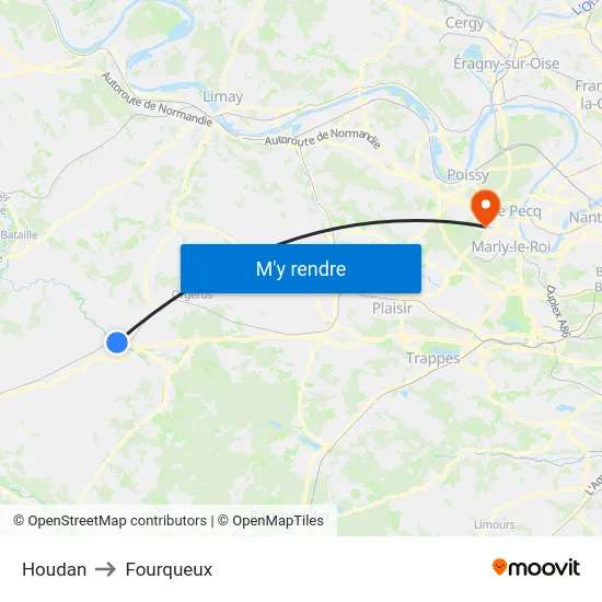 Houdan to Fourqueux map