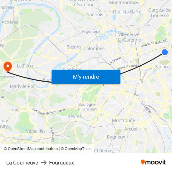 La Courneuve to Fourqueux map