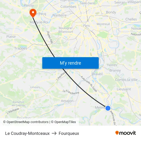 Le Coudray-Montceaux to Fourqueux map