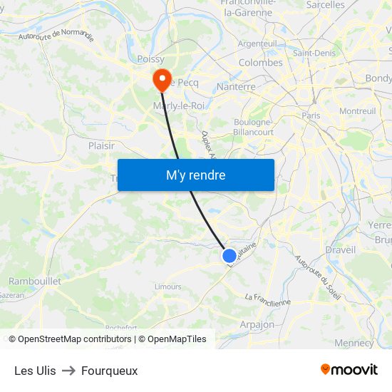 Les Ulis to Fourqueux map