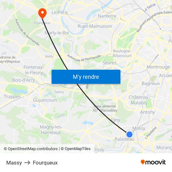 Massy to Fourqueux map