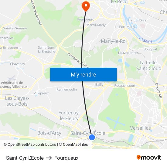 Saint-Cyr-L'Ecole to Fourqueux map