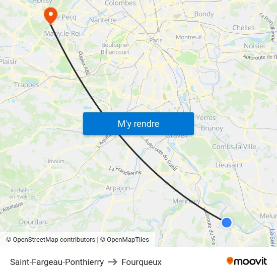 Saint-Fargeau-Ponthierry to Fourqueux map