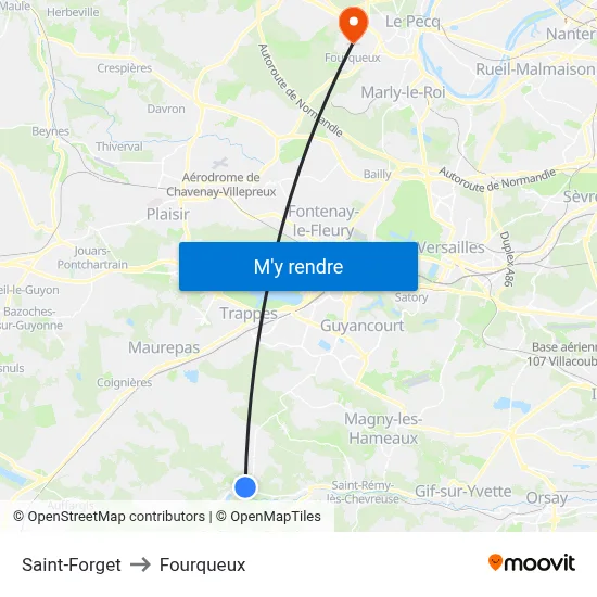 Saint-Forget to Fourqueux map