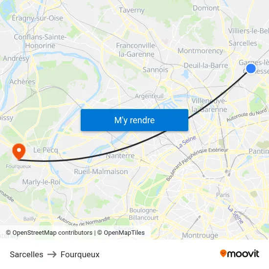 Sarcelles to Fourqueux map