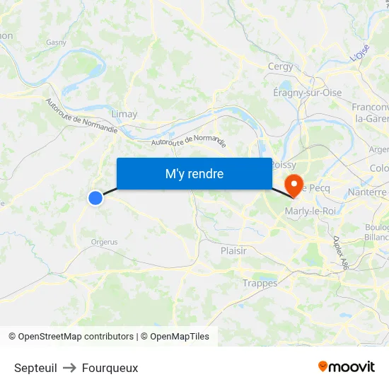 Septeuil to Fourqueux map