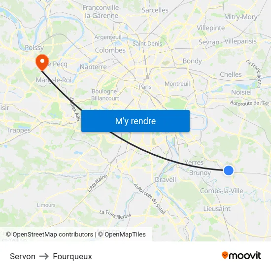Servon to Fourqueux map